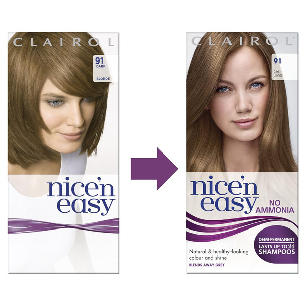 Clairol Nice'N Easy Semi-Permanent Hair Dye No Ammonia 91 Dark Blonde