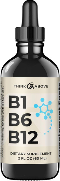 Think Above B1 B6 B12 Vitamin Liquid Drops Daily Wellness Support Supplement Fruity Like Flavor for Men and Women