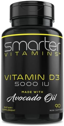 SmarterVitamins Vitamin D3 5000 IU with Avocado Oil High Potency Softgels