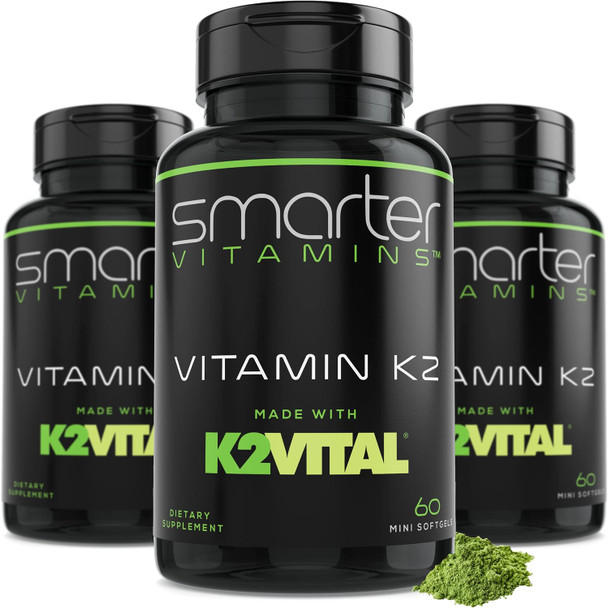 SmarterVitamins Vitamin K2 MK7 100mcg with K2VITAL for Bone & Heart Support Softgels