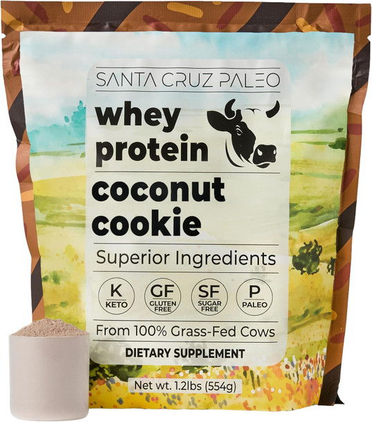 Santa Cruz Paleo Whey Protein Powder  20 G Grass Fed Whey Protein Isolate Per Serving Gluten Free Paleo and  Keto Friendly No Sugar Added Protein Shake Mix 20 Servings 1.2 lb Bag