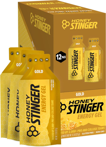 Honey Stinger Energy Gel, Gluten Free & Caffeine Free, for Exercise, Running and Performance, Sports Nutrition for Home & Gym, Pre and Mid Workout - 12 Pack