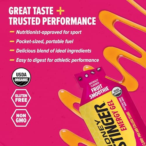 Honey Stinger Energy Gel, Gluten Free & Caffeine Free, for Exercise, Running and Performance, Sports Nutrition for Home & Gym, Pre and Mid Workout - 12 Pack