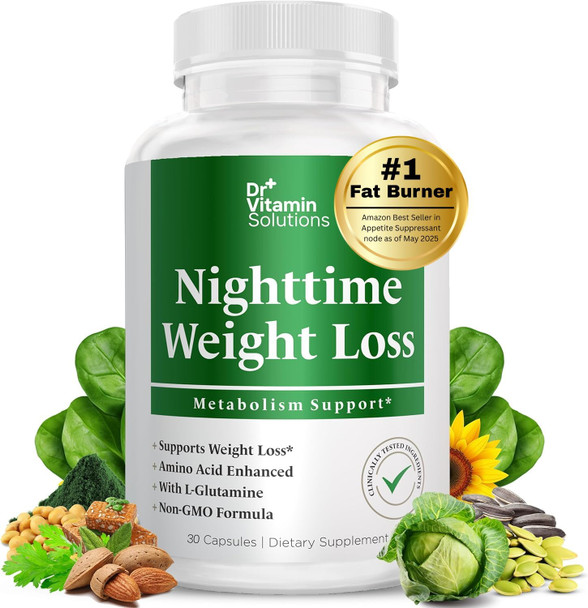 DR VITAMIN SOLUTIONS Nighttime Fat Burner Supplements  Appetite Suppressants for Weight Loss - Women and Men Sleep and Relaxation  Metabolism Booster Weight Loss Pills