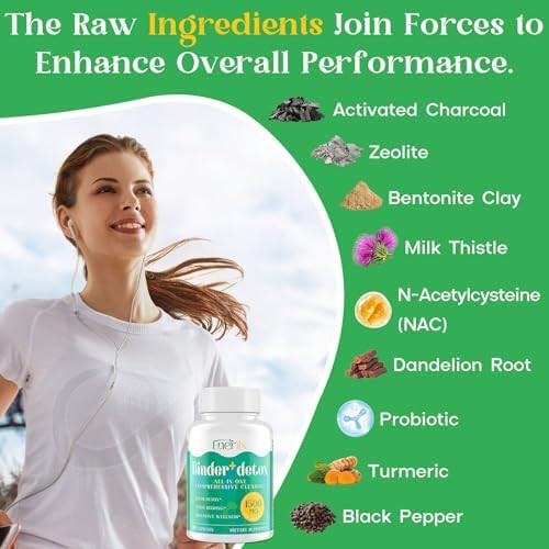 Enerlix 15-in-1 Detox Binder Activated Charcoal Zeolite and  Bentonite Clay Chlorella 1500 MG Detox Supplement Maximum Absorbent Liver Gut Digestive Detox Cleanse  Capsules