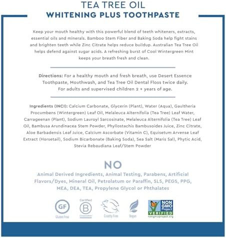 Desert Essence Tea Tree Oil Whitening Plus Toothpaste, 6.25 oz