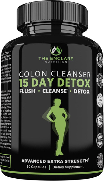 THE ENCLARE NUTRITION Colon Cleanse 15 Day Gut Cleanse Pills - Colon Cleanser for Women and Men - Psyllium Probiotic Laxatives for Constipation Bloating Relief Detox Cleanse Weight Loss Support