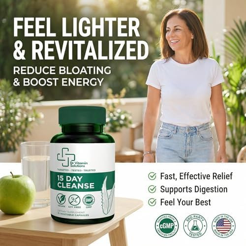 DR VITAMIN SOLUTIONS 15 Day Gut Cleanse Detox for Women and Men GLP-1 Support  Weight Loss