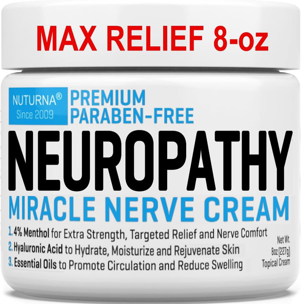 Neuroturna Nerve Relief Cream  Premium Nerve Cream 3X Action for Targeted Relief and Soothing Nerve Comfort - Maximum Strength with 4% Menthol MSM for Feet Hands Legs Toes ad Back