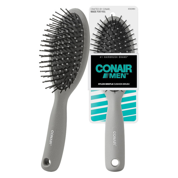 CONAIR Men Hair Brush Men’s Detangler Brush for Everyday Brushing and All Hair Types Flexible Cushion Base with Ball Tipped Bristles Won’t Snag