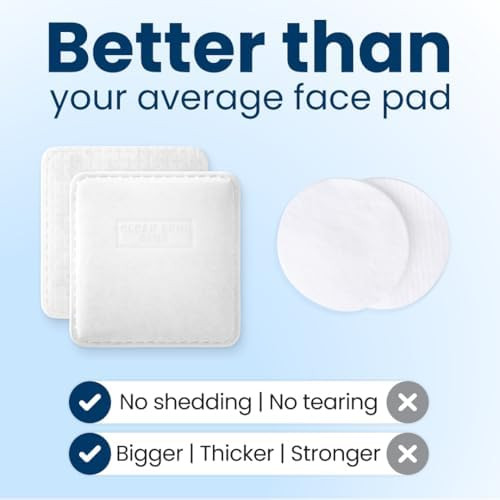 Clean Skin Club Clean  Pads 2.0 Unique Triple Layers, Textured Side & Ultra Soft Side, Organic Disposable Cotton, Pair with Makeup Remover