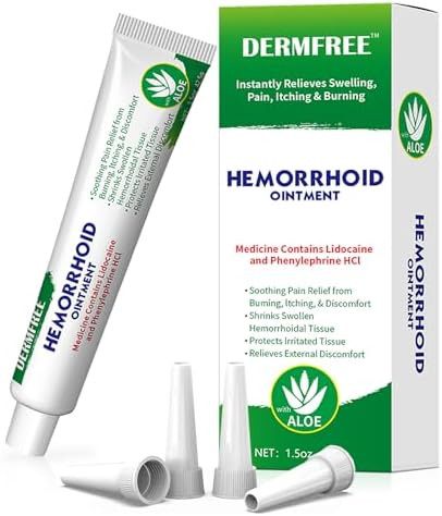DERMFREE Hemorrhoid Cream with Lidocaine 4% Natural Aloe Relief