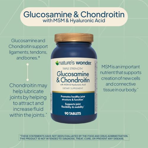 Nature's Wonder Triple Strength Glucosamine Chondroitin MSM, 90 Tablets