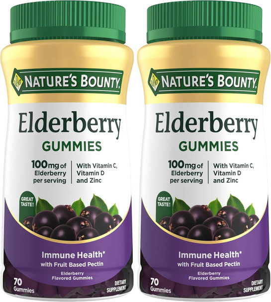 Nature's Bounty Elderberry Gummies,Immune Support,Contains Vitamin A,C,D,E and Zinc