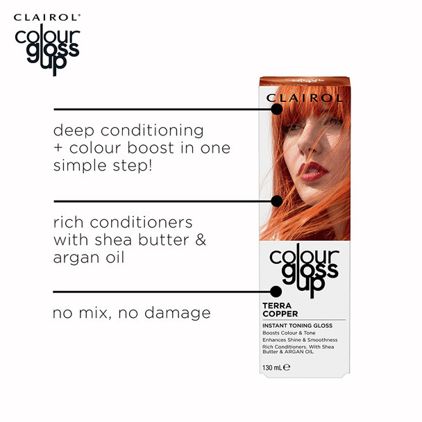 Clairol Colour Gloss Up, Temporary Colour Gloss, Terra Copper, 130ml