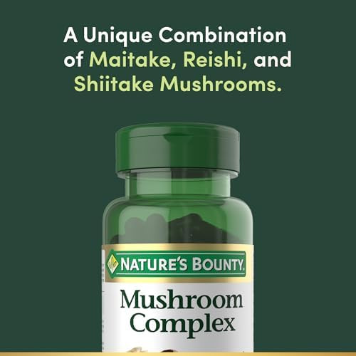 Nature's Bounty Mushroom Complex for Immune Support, Featuring Shiitake, Maitake and Reishi Mushroom – Health Supplements