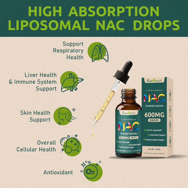 Geeoasis Liposomal Liquid NAC Supplement 600 mg 2 Fl Oz  1 Pack