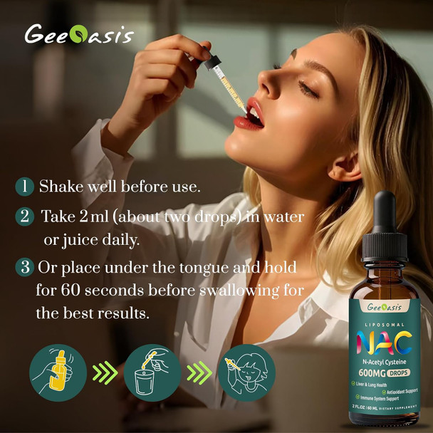 Geeoasis Liposomal Liquid NAC Supplement 600 mg 2 Fl Oz  1 Pack