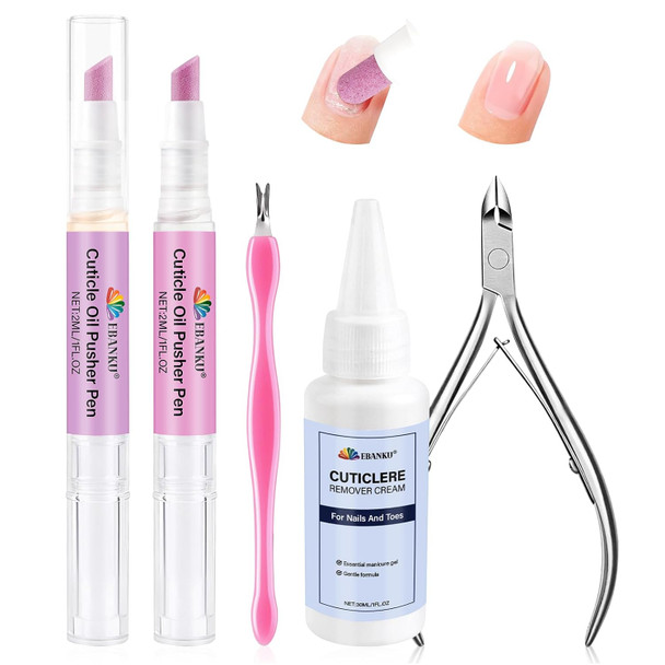EBANKU 2-in-1 Cuticle Remover Pen Cuticle Oil Pusher
