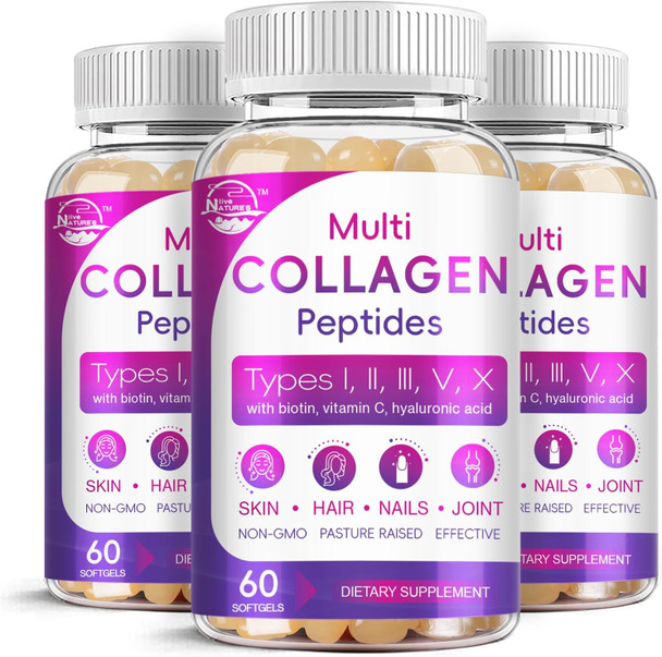 Nature's live Multi Collagen Peptides Softgel - Type I, II, III, V, X