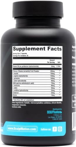 Sculpt Nation by V Shred L Arginine Tribulus Terrestris and  Amino Acids for Energy Performance and Vitality Support Lean Body Mass and Recovery Support - 60 Gluten Free Capsules