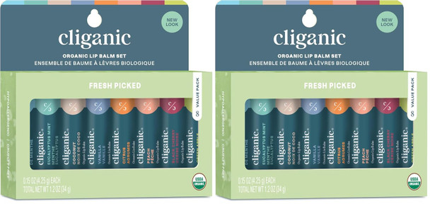 Cliganic Organic Lip Balm Set  4 Flavors  Natural Hydrating for Cracked & Dry Lips