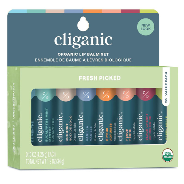 Cliganic Organic Lip Balm Set  4 Flavors  Natural Hydrating for Cracked & Dry Lips