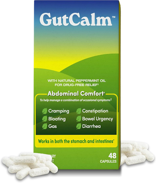 GutCalm IBS Relief Peppermint Oil Capsules, Gas & Bloating