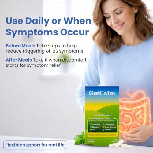 GutCalm IBS Relief Peppermint Oil Capsules, Gas & Bloating