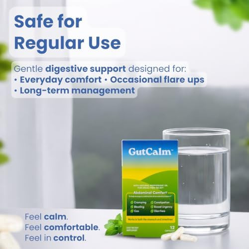 GutCalm IBS Relief Peppermint Oil Capsules, Gas & Bloating