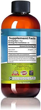 NutriNoche Colloidal Gold Liquid Organic Supplement by Nutrinoche - 100% Pure Nano Gold Mineral  Supports Mental Clarity Focus and Relaxation   Vegan Gluten-Free - Crystalline - 30 ppm
