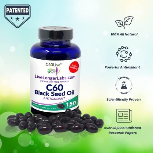Carbon 60 (Fullerene) with Black Seed Oil - Antioxidant Supplement- All Natural Ingredients