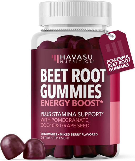 HAVASU NUTRITION Beet Root Gummies, Nitric Oxide Supplement - Mixed Berry