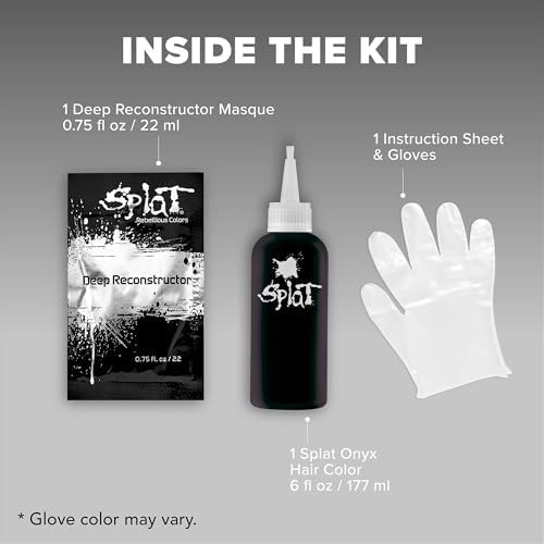 Splat Midnight Onyx Semi Permanent Hair Dye Kit, 1 Application, Includes Deep Reconstructor Conditioner, Lasts 30 Washes, No Bleach Required, Vegan & Cruelty Free Hair Color
