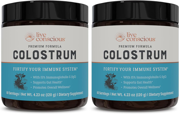 Live Conscious Colostrum Powder Grass Fed Colostrum Supplement with Lactoferrin for Iron Absorption