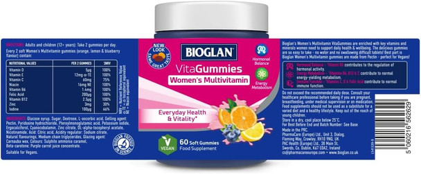Bioglan Vitagummies | Women'S Multivitamin | Vegetarian Friendly | 3 Delicious Flavours | 60 Chewy Gummies