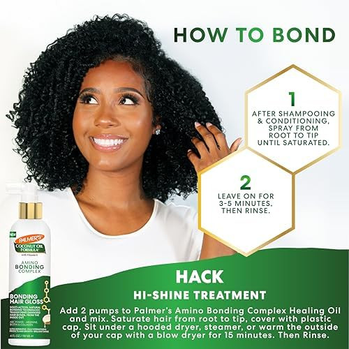 Palmer's Amino Bonding Complex Hair Gloss Hair Shine Spray with Coconut Oil & Vitamin E Hydrating Heat Protectant Anti Frizz Adds Shine & Protects Hair Growth All Hair Types 4 fl. oz