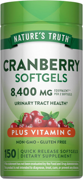 Nature's Truth Cranberry Pills with Vitamin C | 150 Softgels
