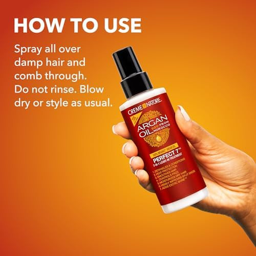 Creme of Nature Perfect 7™ Leave-In Treatment, 7-in-1 Spray For Frizz-Control, Protects From Heat and Detangles, Infused with Argan Oil  5.1 fl oz