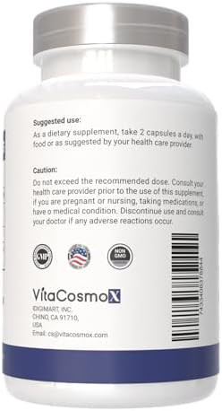 VitaCosmoX Diosmin Hesperidin 1200 mg Complex, 180 Capsules, Citrus Bioflavonoids Rich Fruit Extract, 100% Vegetarian, Non-GMO & Gluten Free Diosmin Supplement