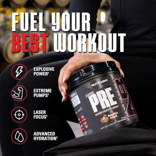 NutraBio STIM-Free PRE Workout for Men, NEW Non Stim Preworkout | Laser Focus, Extreme Pumps | Performance, Endurance | 10g Citrulline, Beta Alanine, Nitrates - 20 Servings