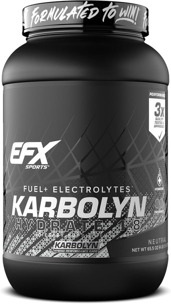 EFX Sports Karbolyn Hydrate | Carbohydrate Powder + Electrolytes | Sugar Free Sports Drink Mix | Fuel & Hydration | Stimulant Free | 66 Servings