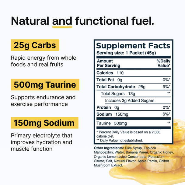 Transparent Labs Endurance Gels - Banana Honey - 12Pack