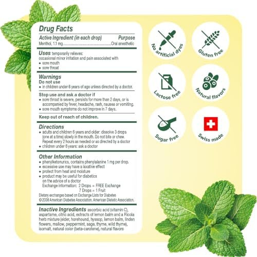Ricola Sugar Free Lemon Mint Herbal Throat Drops - 105 Count