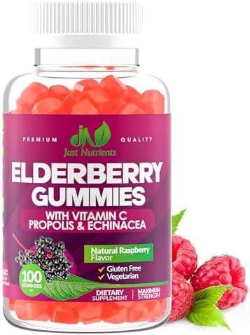 Just Nutrients Elderberry 200mg Gummies with Vitamin C, Echinacea, Propolis