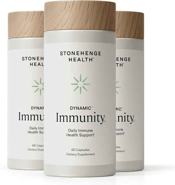 Stonehenge Health Dynamic Immunity Daily Supplement 10-in-1 Immune Boosters Zinc, Elderberry, Echinacea, Vitamin C & Probiotic L. Acidophilus – Supports Immune System & Respiratory Health