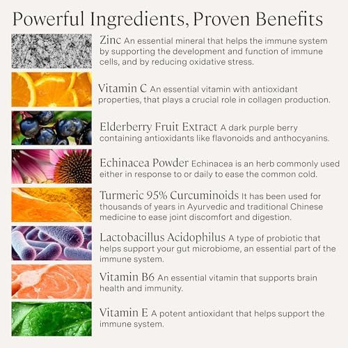 Stonehenge Health Dynamic Immunity Daily Supplement 10-in-1 Immune Boosters Zinc, Elderberry, Echinacea, Vitamin C & Probiotic L. Acidophilus – Supports Immune System & Respiratory Health