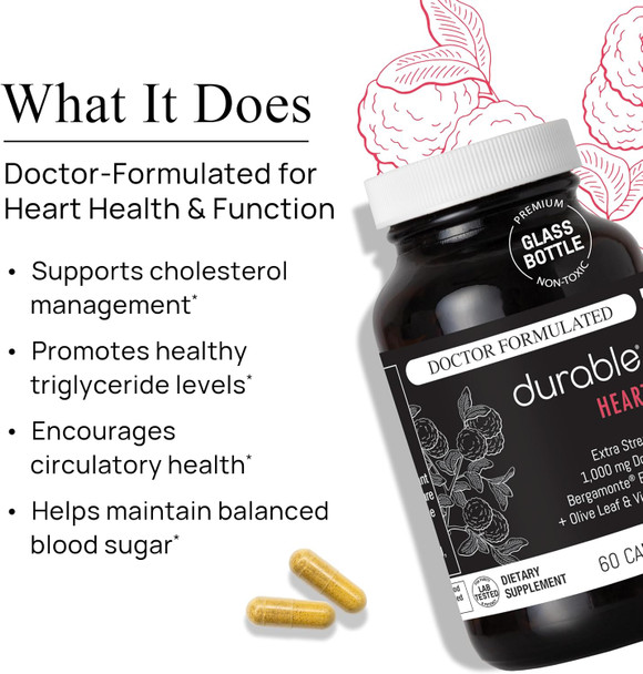Durable Heart 1,000 mg Bergamonte Citrus Bergamot & Olive Leaf