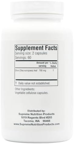 Supreme Nutrition Olive Leaf Supreme, 120 Pure Olive Leaf Vegetarian Capsules