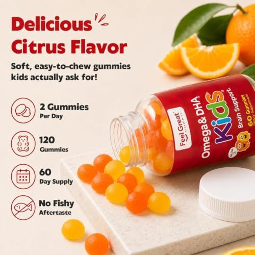 The Feel Great Vitamin Company Feel Great Kids Omega 3 DHA Gummies Plant-Based No Fishy Taste